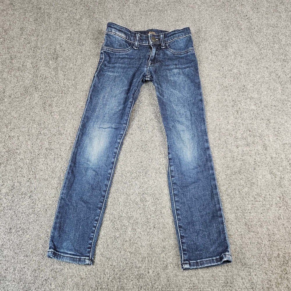 Polo Ralph Lauren Boys Skinny Jeans Dark Wash Denim Size 7 Adjustable Waist